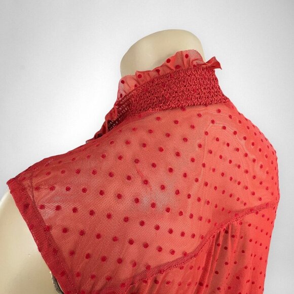 Anthropologie Large‎ Luella Sheer Swiss Dot Tunic Blouse Vanessa Virginia - Picture 3 of 8